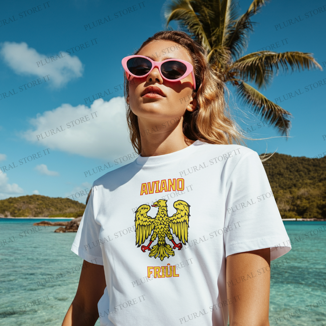 T SHIRT AVIANO FRIUL CON SIMBOLO FRIULI bianca