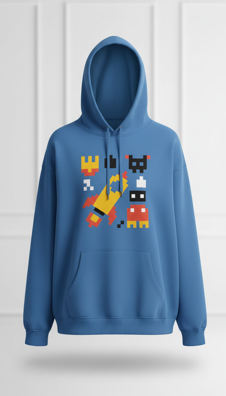 Felpa grafica blu arcade