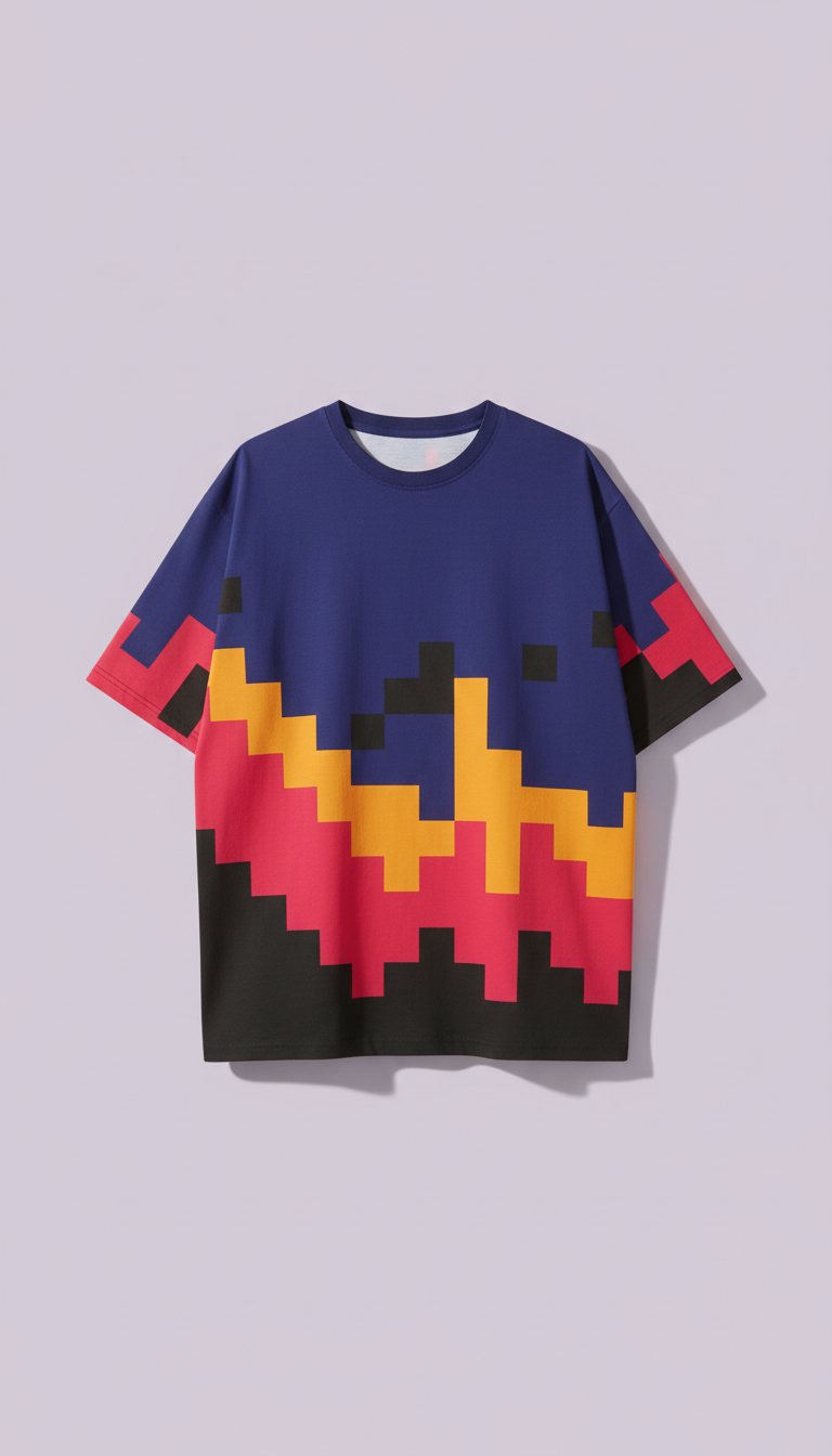 Camicia oversize stampa pixel